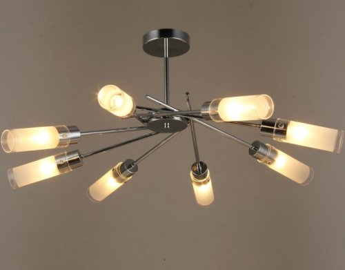 Люстра потолочная восьмирожковая Мелодия Света Техно/Модерн Е14 Хром фото Люстра потолочная восьмирожковая Мелодия Света Техно/Модерн Е14 Хром картинка